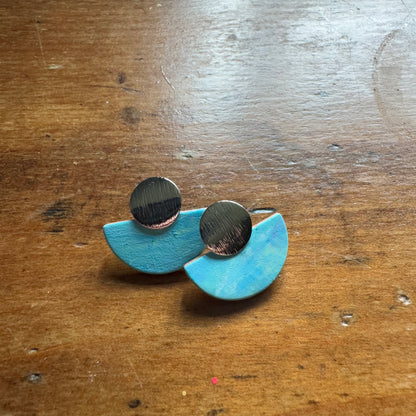 Hand Painted Luna Leather Earrings - Sea Breeze