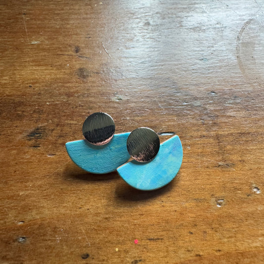 Hand Painted Luna Leather Earrings - Sea Breeze