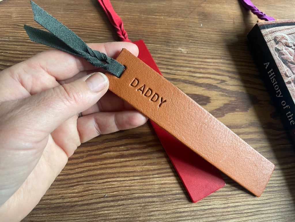 Personalised Leather Bookmak with Suede Twist