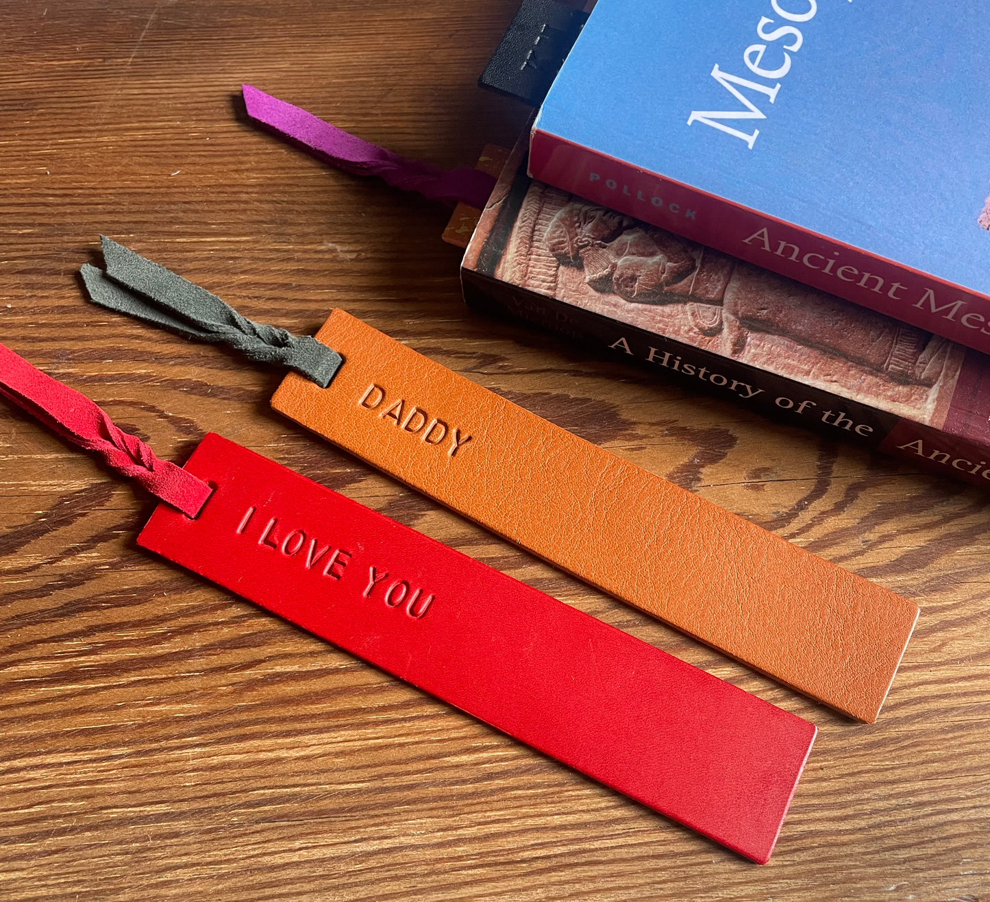 Personalised Leather Bookmak with Suede Twist