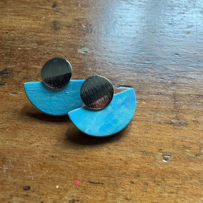 Hand Painted Luna Leather Earrings - Sea Breeze