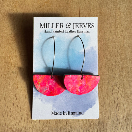 Hand Painted Half Moon Earrings - Perfect Pinks